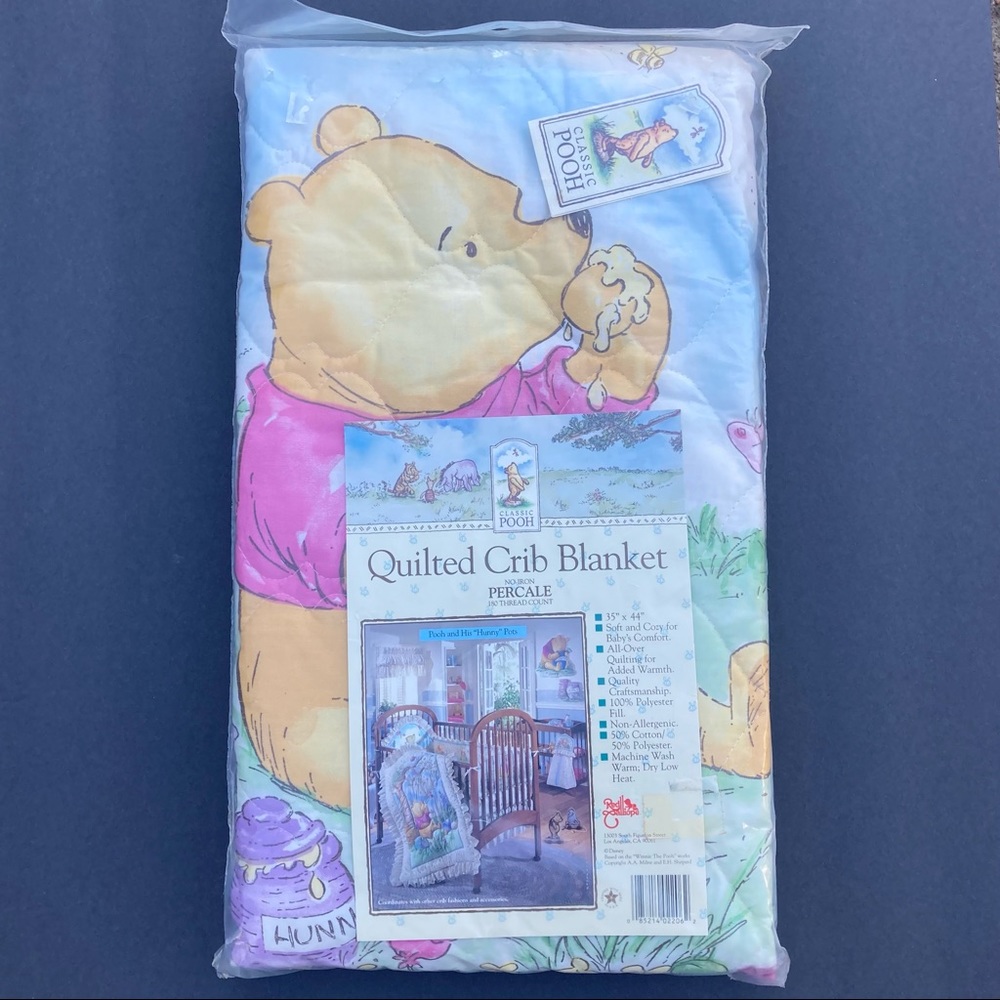Winnie The Pooh Crib Blanket Red Calliope Quilted USA 35” x 44” Percale NIP NOS